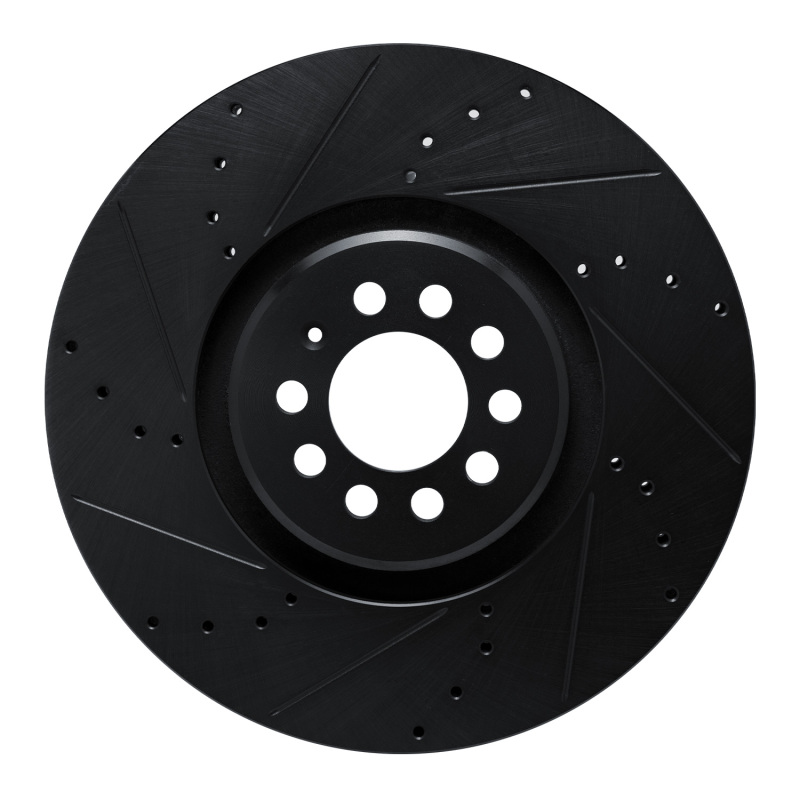 Audi TT Quattro Brake Rotor (1) - Front Left - R1 Concepts - Drilled & Slotted - Black - `04-`06